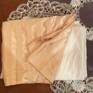 Pleated Bed Skirt Queen Striped Gold 14” drop